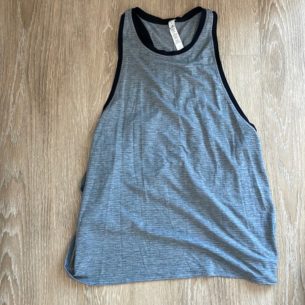 LULULEMON gray tank. Tie in back